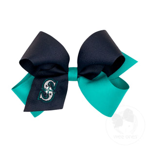 Medium Seattle Mariners Two-Tone Embroidered Hair Bow