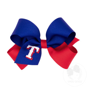 Medium Texas Rangers Two-Tone Embroidered Hair Bow