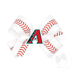 Medium Arizona Diamondbacks Baseball Stitch Print Hair Bow with Badge