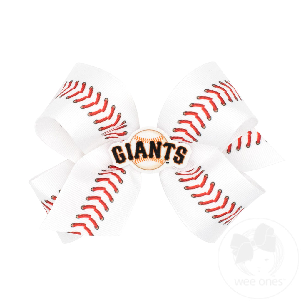 Medium San Francisco Giants Baseball Stitch Print Hair Bow with Badge