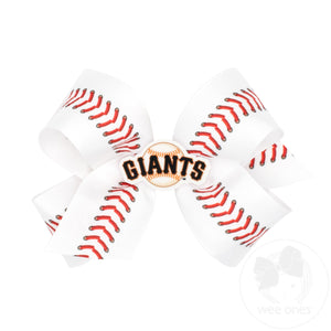 Medium San Francisco Giants Baseball Stitch Print Hair Bow with Badge