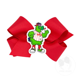 Medium Philadelphia Phillies Grosgrain Hair Bow with Mascot Badge