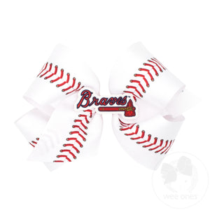 King MLB Baseball Stitch Print Hair Bow with Badge
