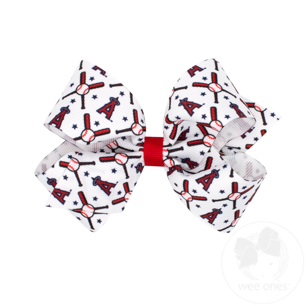 Medium MLB Logo Print Grosgrain Hair Bow