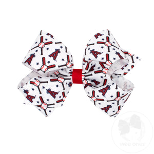 Medium MLB Logo Print Grosgrain Hair Bow
