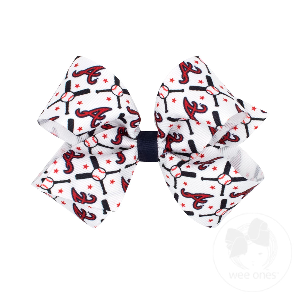 Medium Atlanta Braves Logo Print Grosgrain Hair Bow