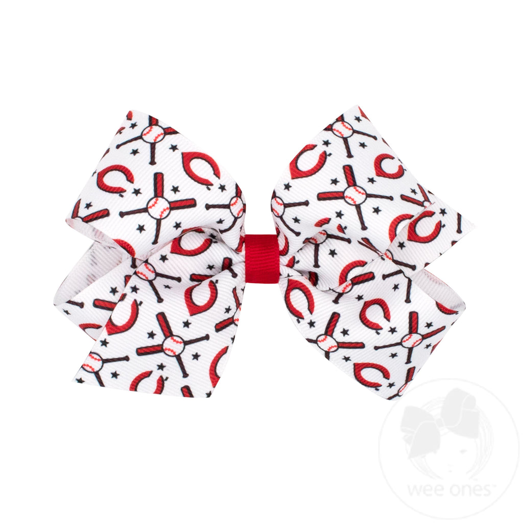 Medium Cincinnati Reds Logo Print Grosgrain Hair Bow