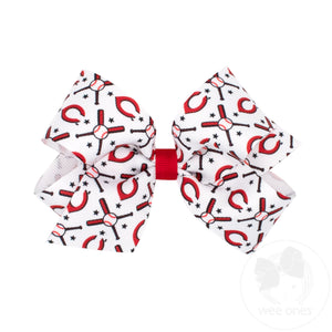 Medium Cincinnati Reds Logo Print Grosgrain Hair Bow