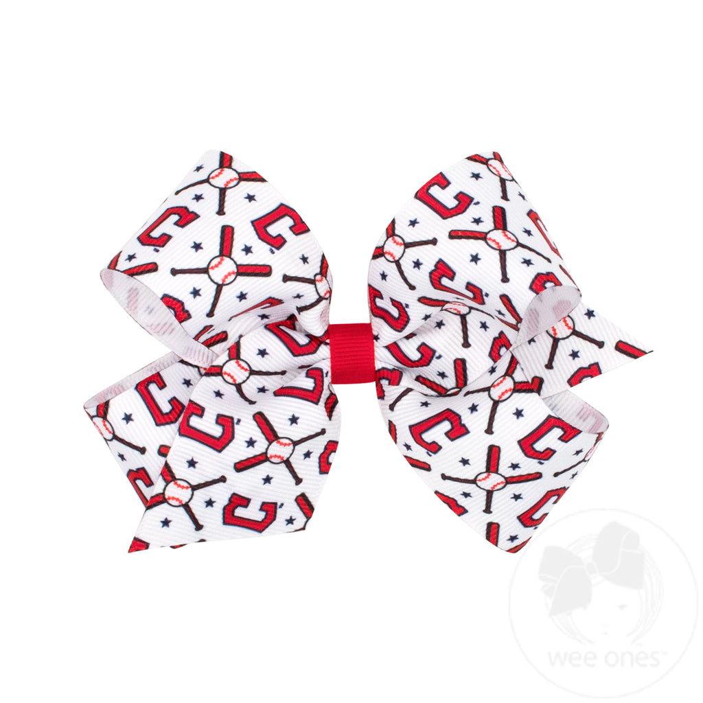 Medium Cleveland Guardians Logo Print Grosgrain Hair Bow