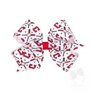 Medium Cleveland Guardians Logo Print Grosgrain Hair Bow