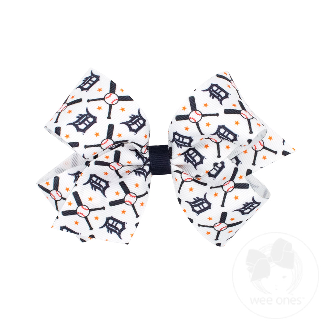 Medium Detroit Tigers Logo Print Grosgrain Hair Bow