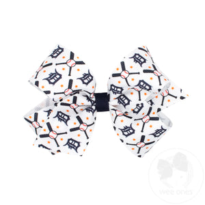 Medium Detroit Tigers Logo Print Grosgrain Hair Bow
