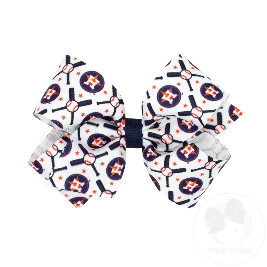 Medium Houston Astros Logo Print Grosgrain Hair Bow