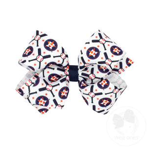 Medium Houston Astros Logo Print Grosgrain Hair Bow