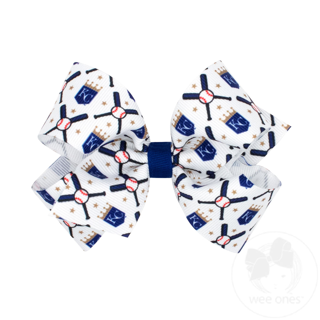 Medium Kansas City Royals Logo Print Grosgrain Hair Bow
