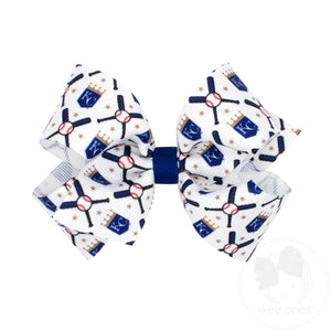 Medium Kansas City Royals Logo Print Grosgrain Hair Bow
