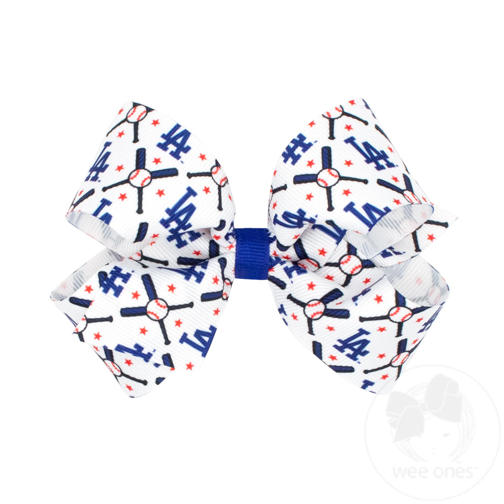 Medium Los Angeles Dodgers Logo Print Grosgrain Hair Bow