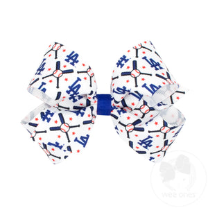 Medium Los Angeles Dodgers Logo Print Grosgrain Hair Bow