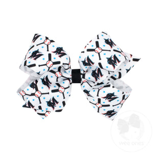Medium Miami Marlins Logo Print Grosgrain Hair Bow