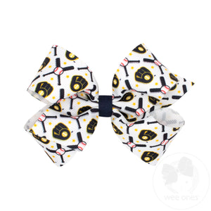 Medium Milwaukee Brewers Logo Print Grosgrain Hair Bow