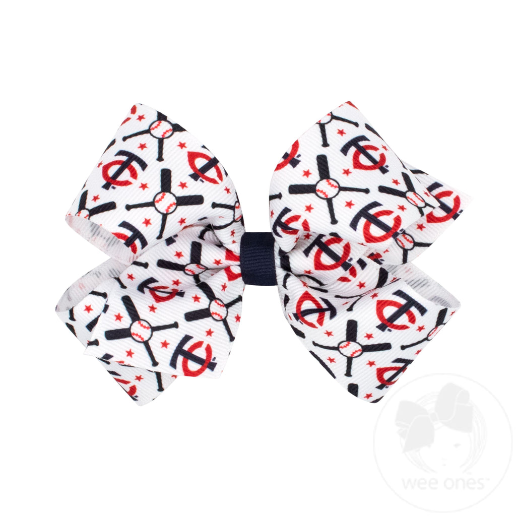 Medium Minnesota Twins Logo Print Grosgrain Hair Bow