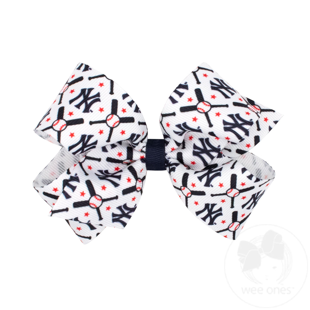 Medium New York Yankees Logo Print Grosgrain Hair Bow