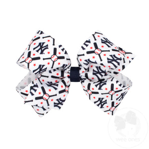 Medium New York Yankees Logo Print Grosgrain Hair Bow