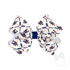 Medium New York Mets Logo Print Grosgrain Hair Bow