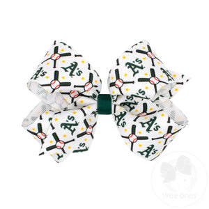 Medium Oakland Athletics Logo Print Grosgrain Hair Bow