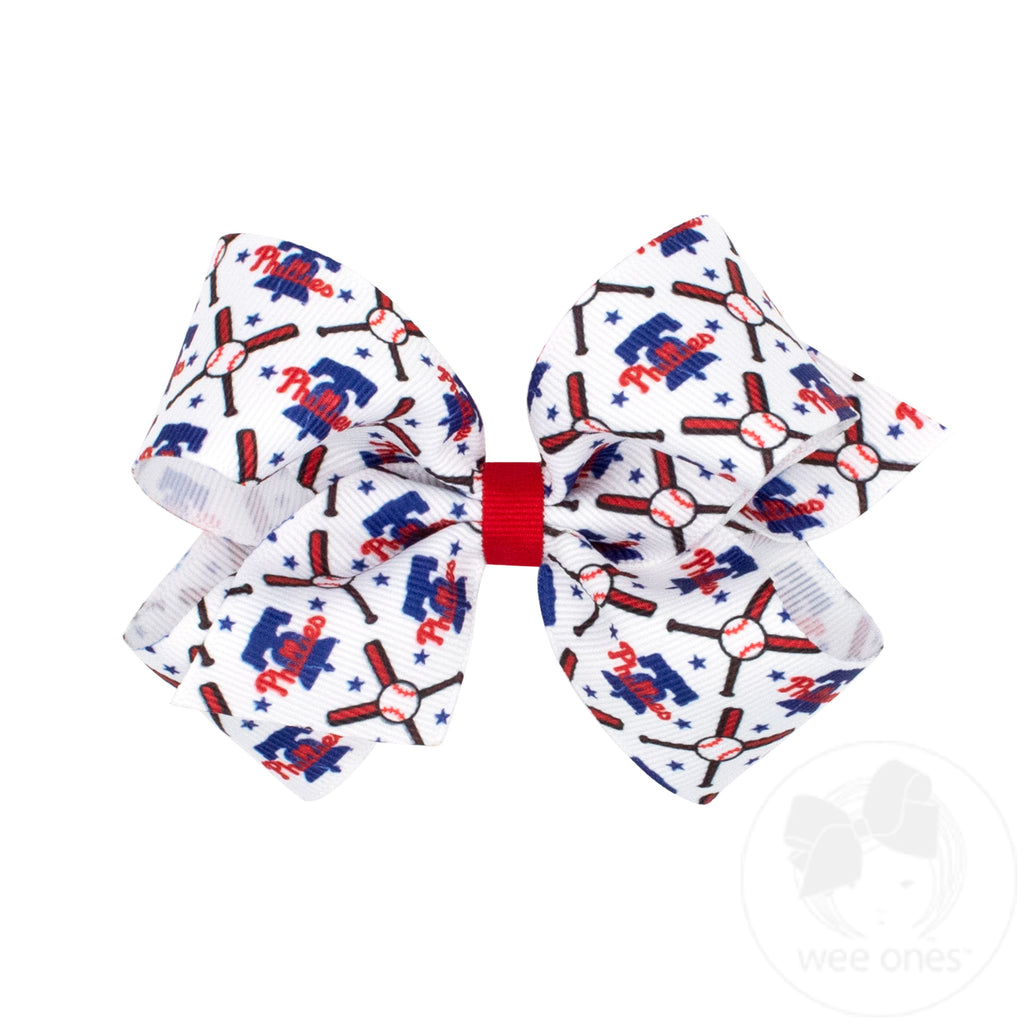 Medium Philadelphia Phillies Logo Print Grosgrain Hair Bow