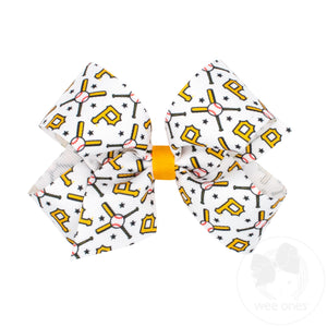 Medium Pittsburgh Pirates Logo Print Grosgrain Hair Bow