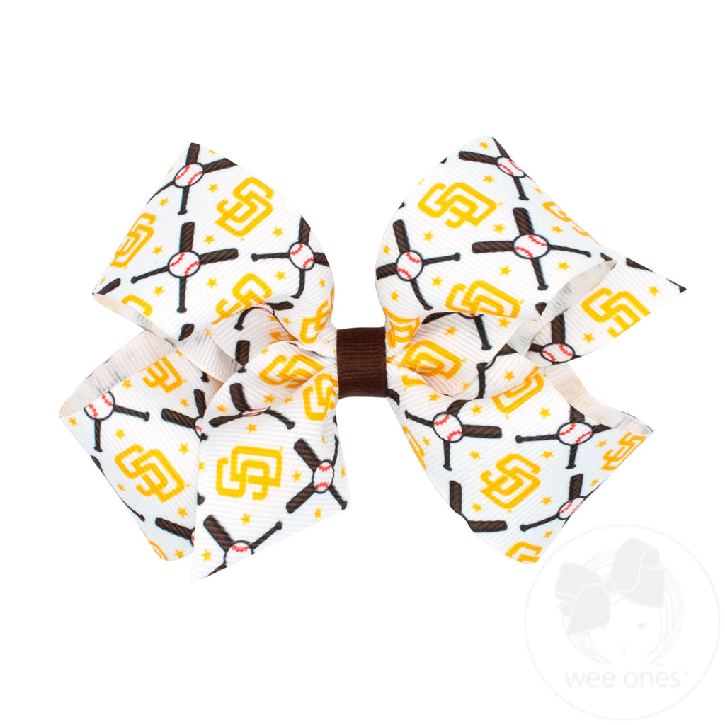 Medium San Diego Padres Logo Print Grosgrain Hair Bow