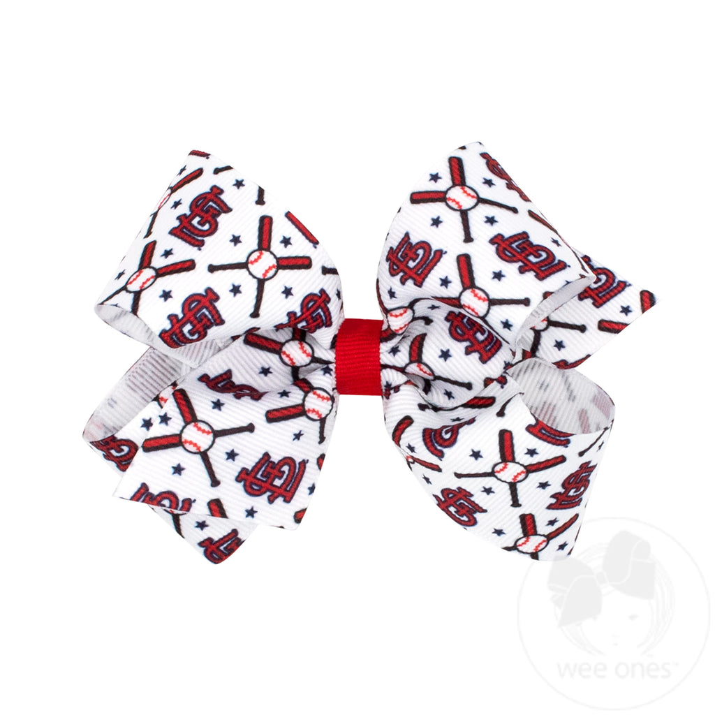 Medium St. Louis Cardinals Logo Print Grosgrain Hair Bow