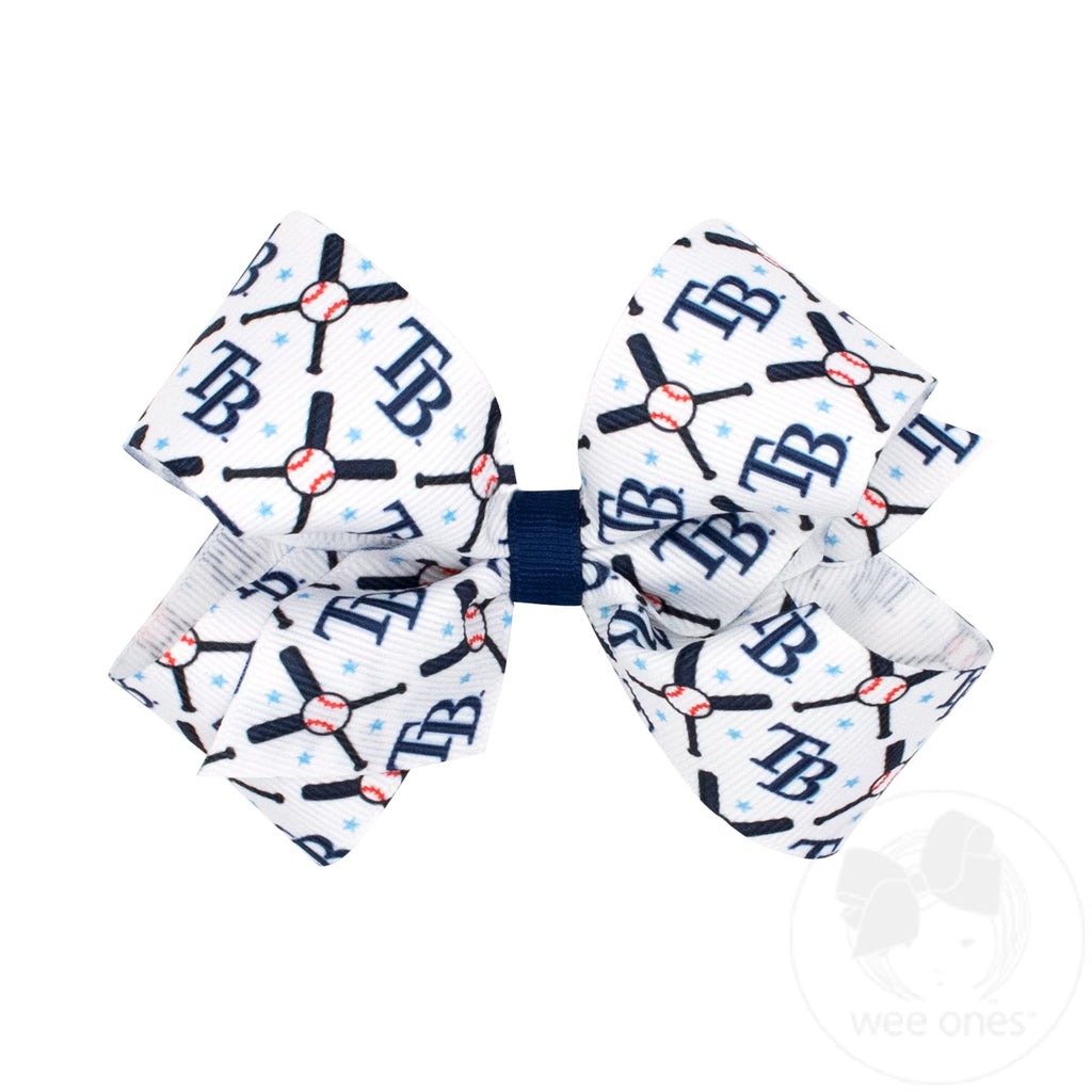 Medium Tampa Bay Rays Logo Print Grosgrain Hair Bow