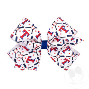 Medium Texas Rangers Logo Print Grosgrain Hair Bow