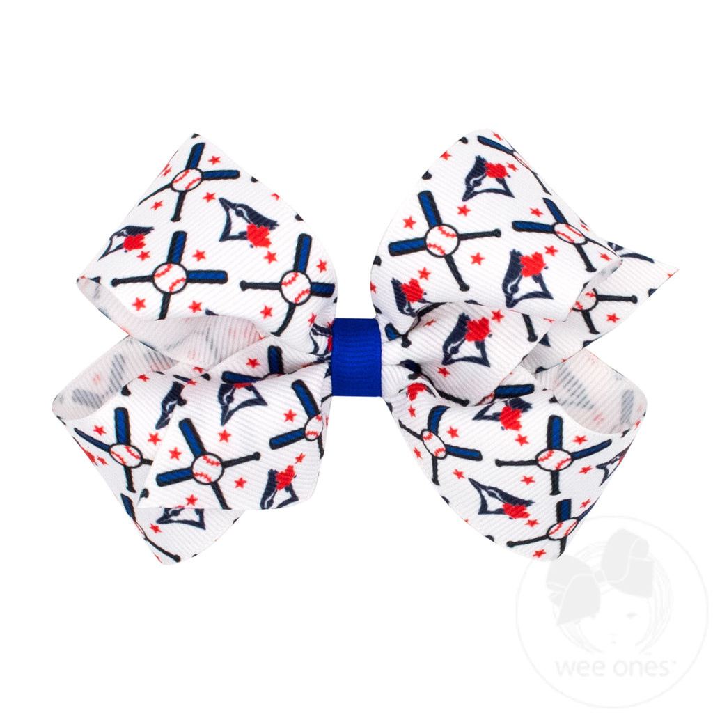 Medium Toronto Blue Jays Logo Print Grosgrain Hair Bow