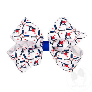 Medium Toronto Blue Jays Logo Print Grosgrain Hair Bow