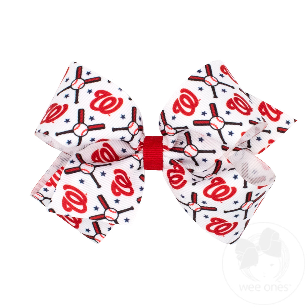 Medium Washington Nationals Logo Print Grosgrain Hair Bow