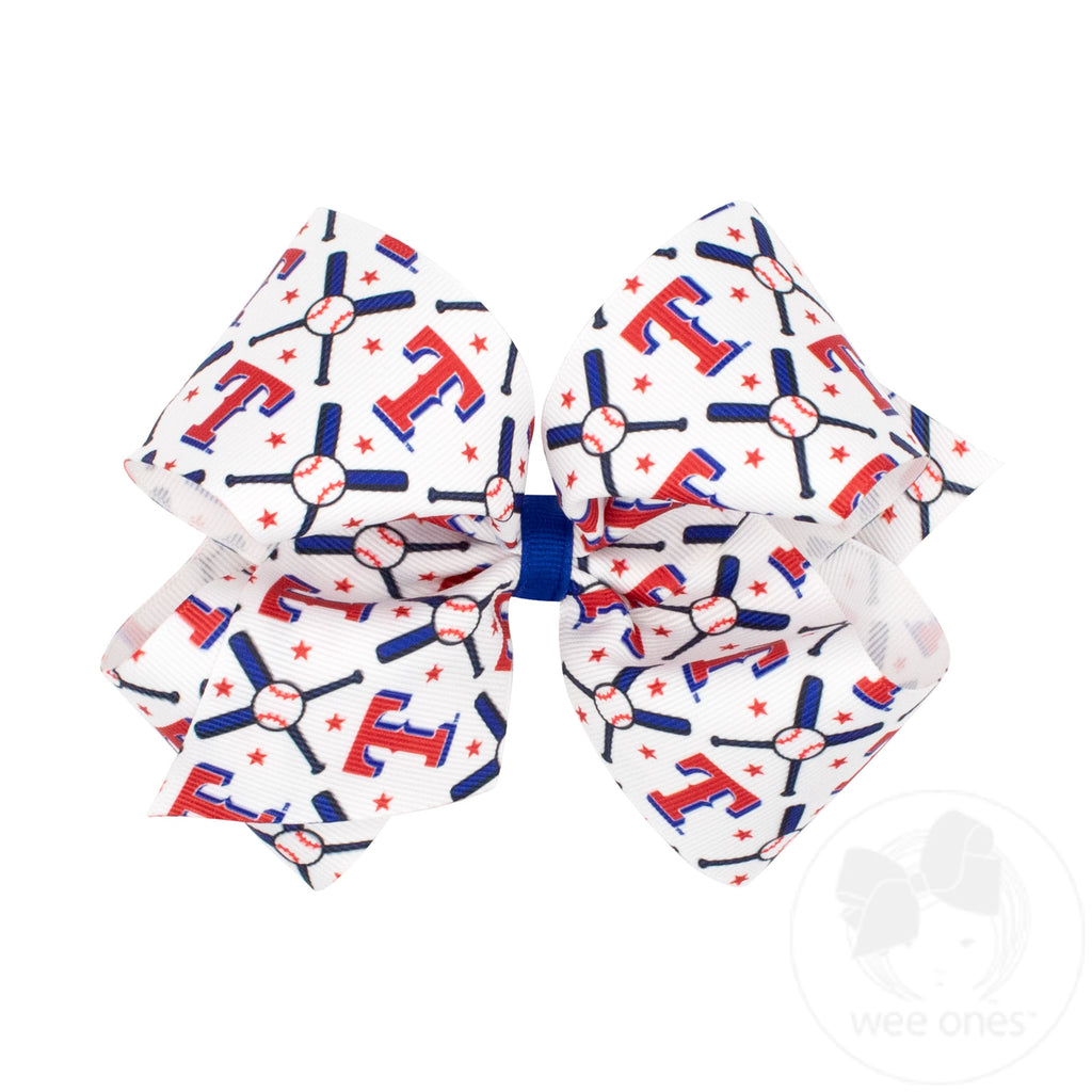 King Texas Rangers Logo Print Grosgrain Hair Bow