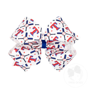 King Texas Rangers Logo Print Grosgrain Hair Bow