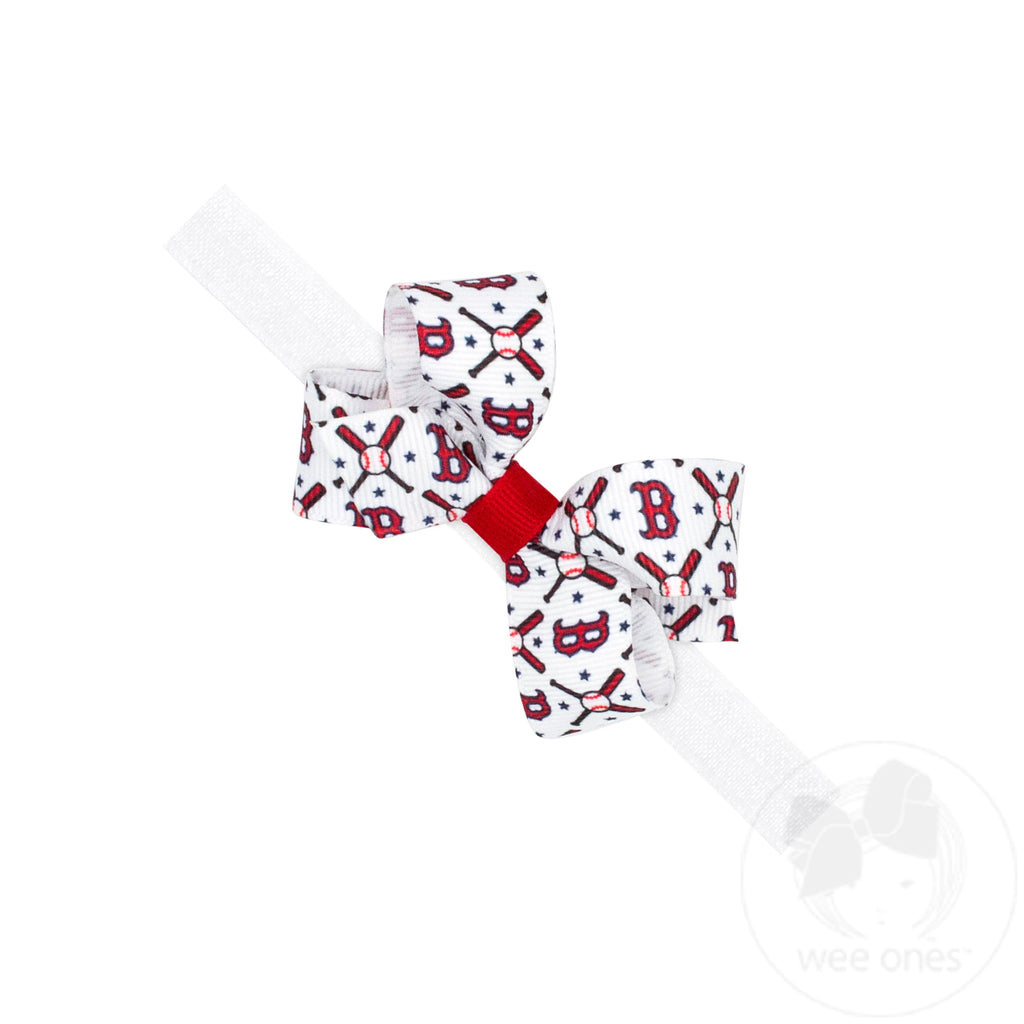 Mini Boston Red Sox Logo Print Bow Baby Band