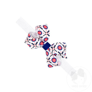 Mini Chicago Cubs Logo Print Bow Baby Band