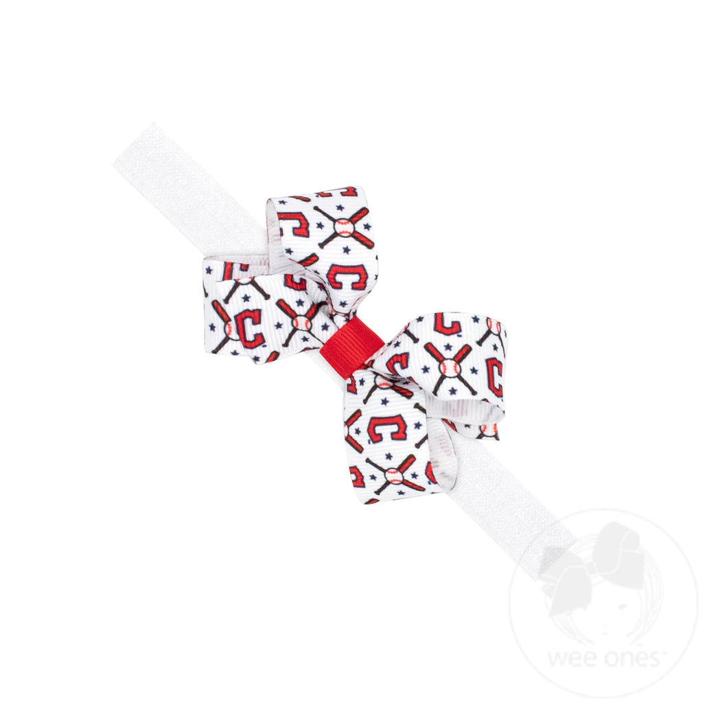 Mini Cleveland Guardians Logo Print Bow Baby Band