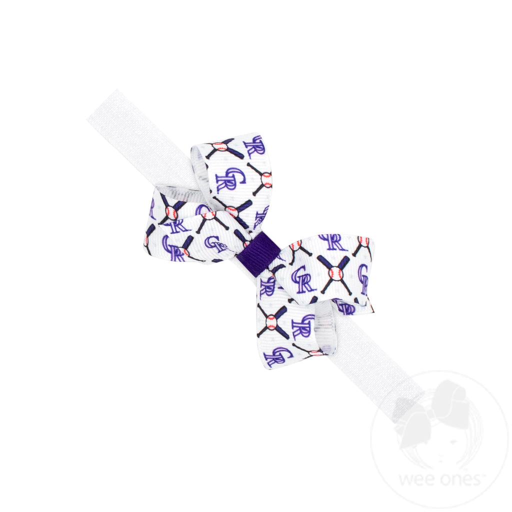 Mini Colorado Rockies Logo Print Bow Baby Band