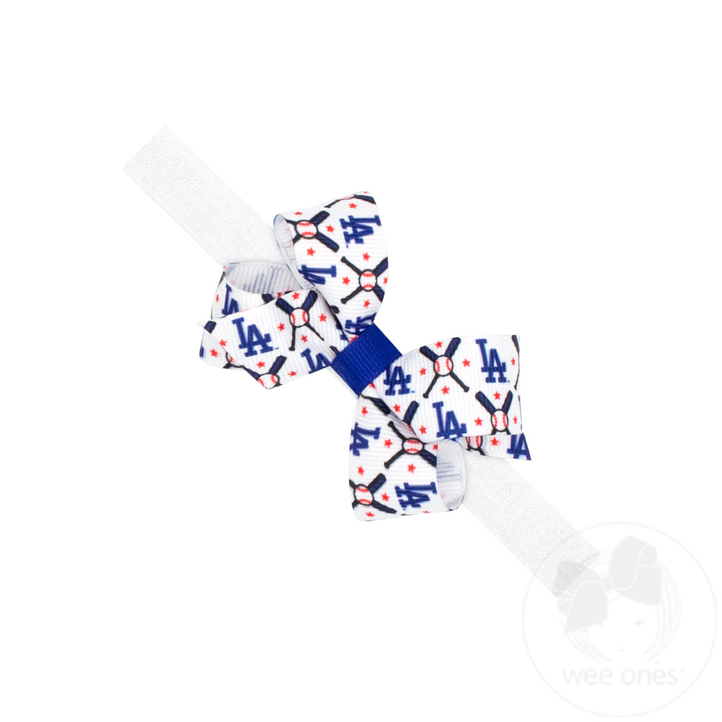 Mini Los Angeles Dodgers Logo Print Bow Baby Band