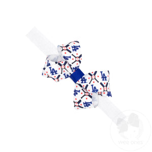 Mini Los Angeles Dodgers Logo Print Bow Baby Band