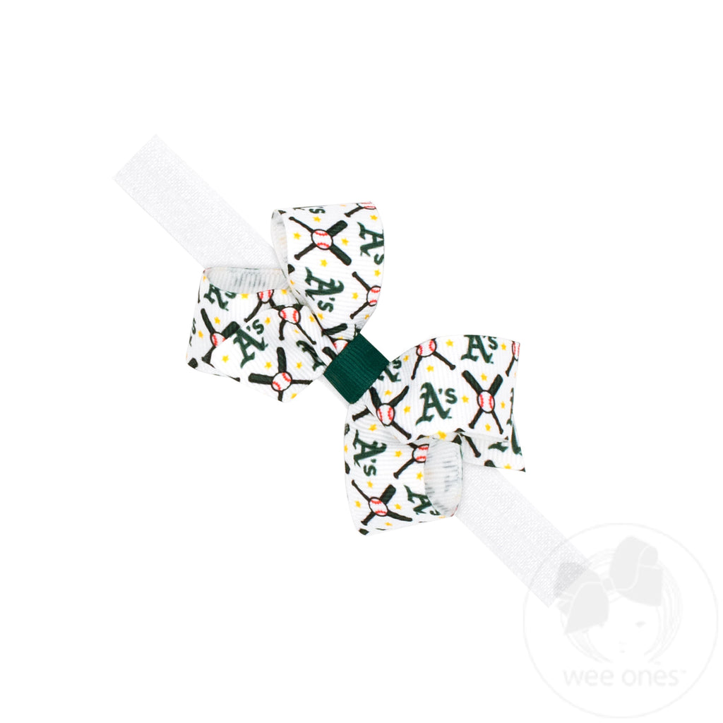 Mini Oakland Athletics Logo Print Bow Baby Band