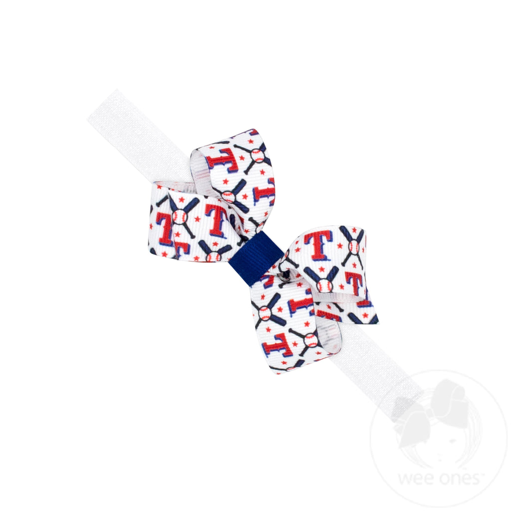 Mini Texas Rangers Logo Print Bow Baby Band