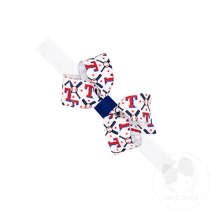 Mini Texas Rangers Logo Print Bow Baby Band