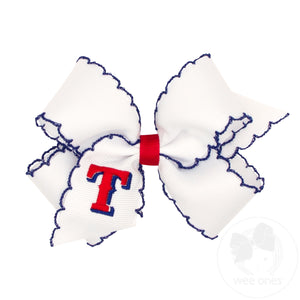 Medium Texas Rangers Embroidered Moonstitch Hair Bow